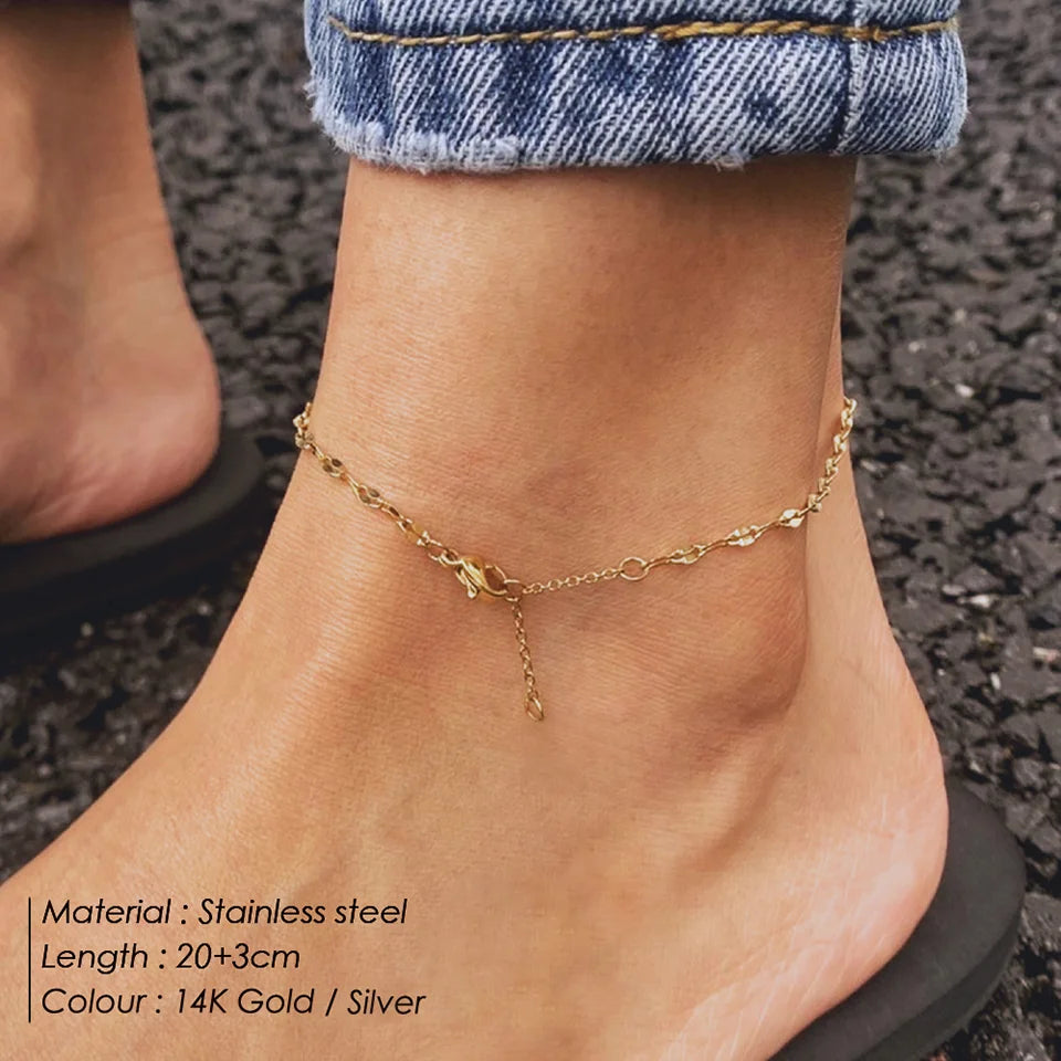 eManco Gold Plated Adjustable Lace Chain Anklet
