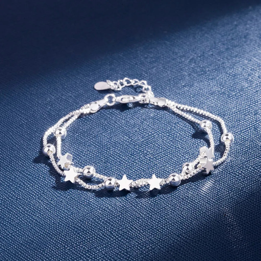 “925 Silver Luxury Charm Chain Bracelet 20CM”