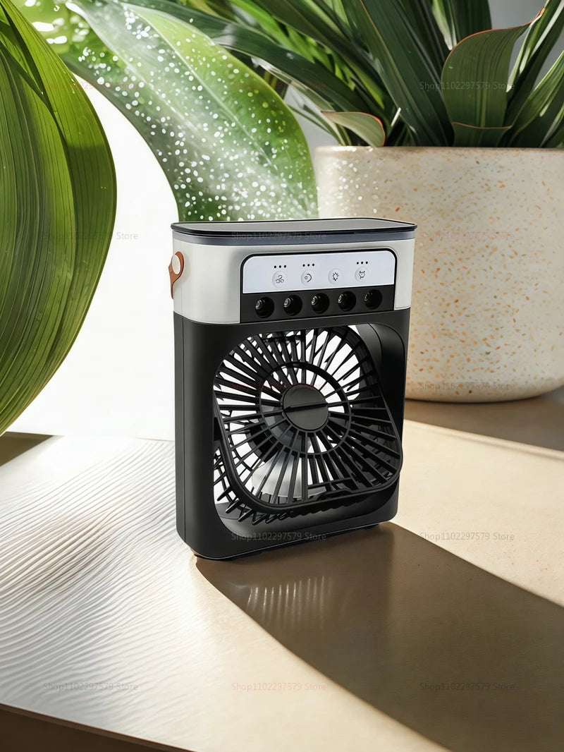 Mini USB Air Cooler & Humidifier Fan – 3 in 1, LED Night Light