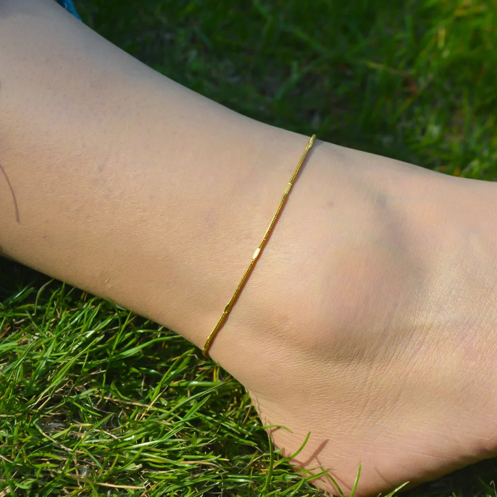 2024 Gold Stainless Steel Layered Anklet for Women