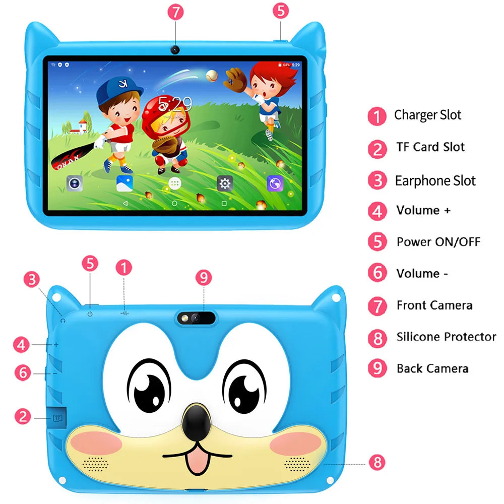 BDF 7" Kids Tablet – Android 13, Dual Camera, 5G WiFi