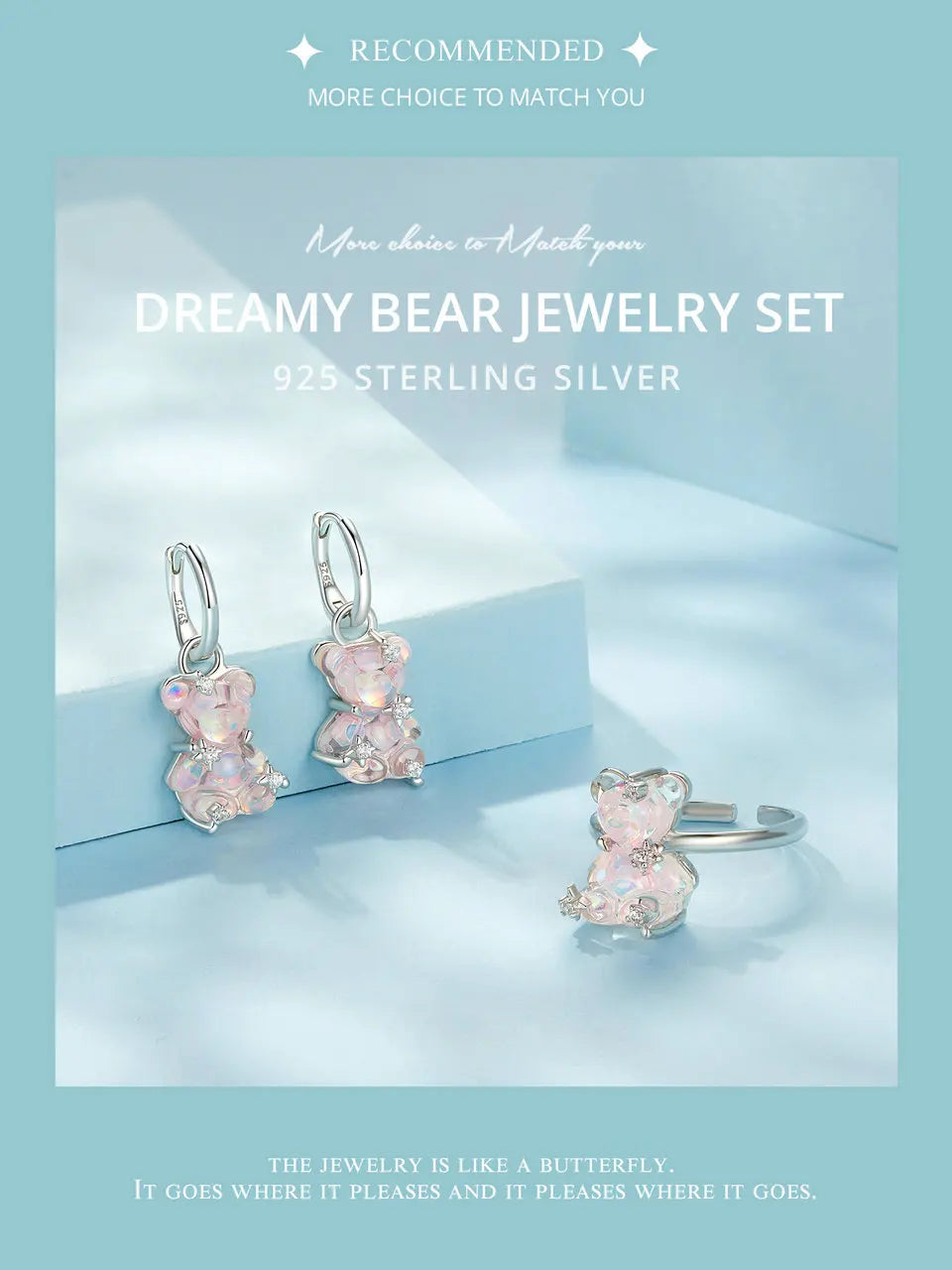 BAMOER 925 Silver Butterfly Ring for Girls, Dainty Cute Butterfly Jewelry Gifts for Women On Birthday Christmas for Girlfriend