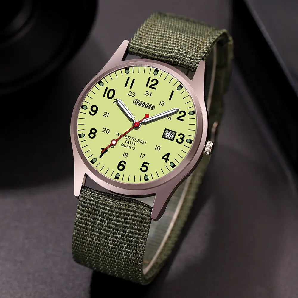 Men's Luxury Military Quartz Watch, Luminous Hands