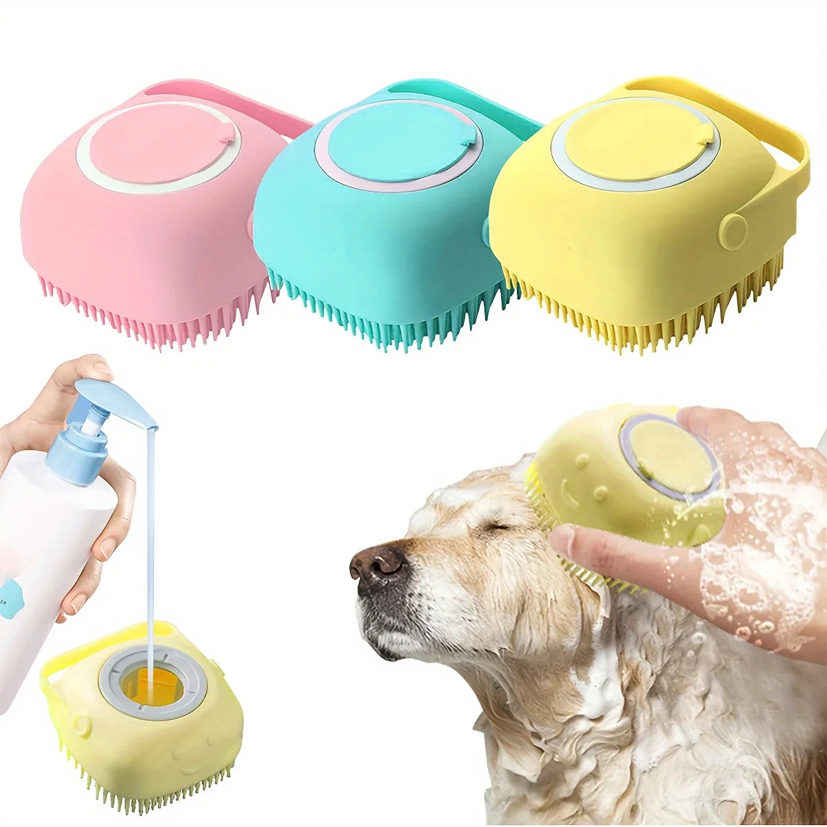 Pet Massage & Bath Brush for Dogs and Cats
