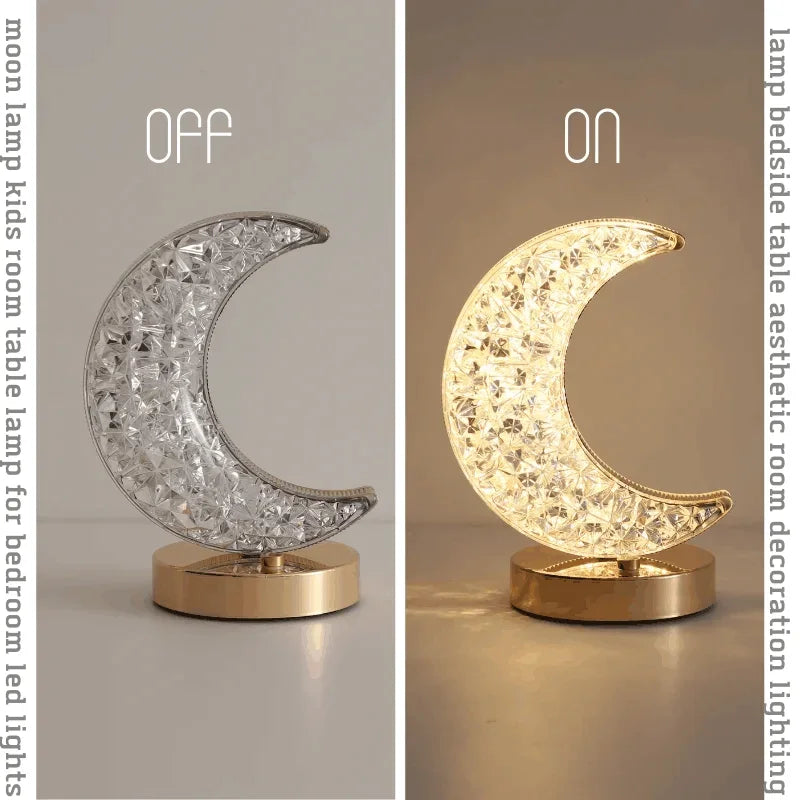 3D Crystal Moon Lamp – Touch Control LED Night Light