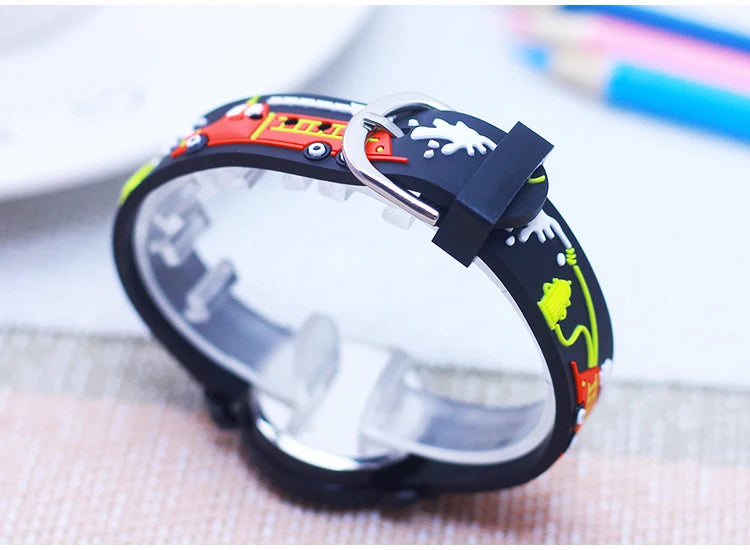 Cartoon Fire Truck Kids Quartz Watch