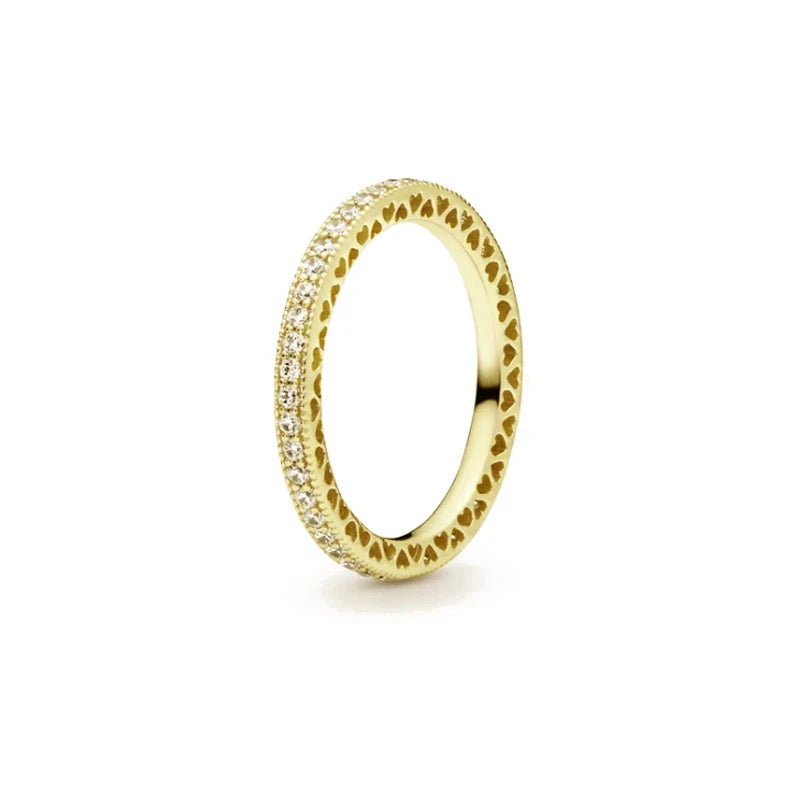 "925 Silver Double Heart Crown Ring – Sparkling Bow & Arrow Design"