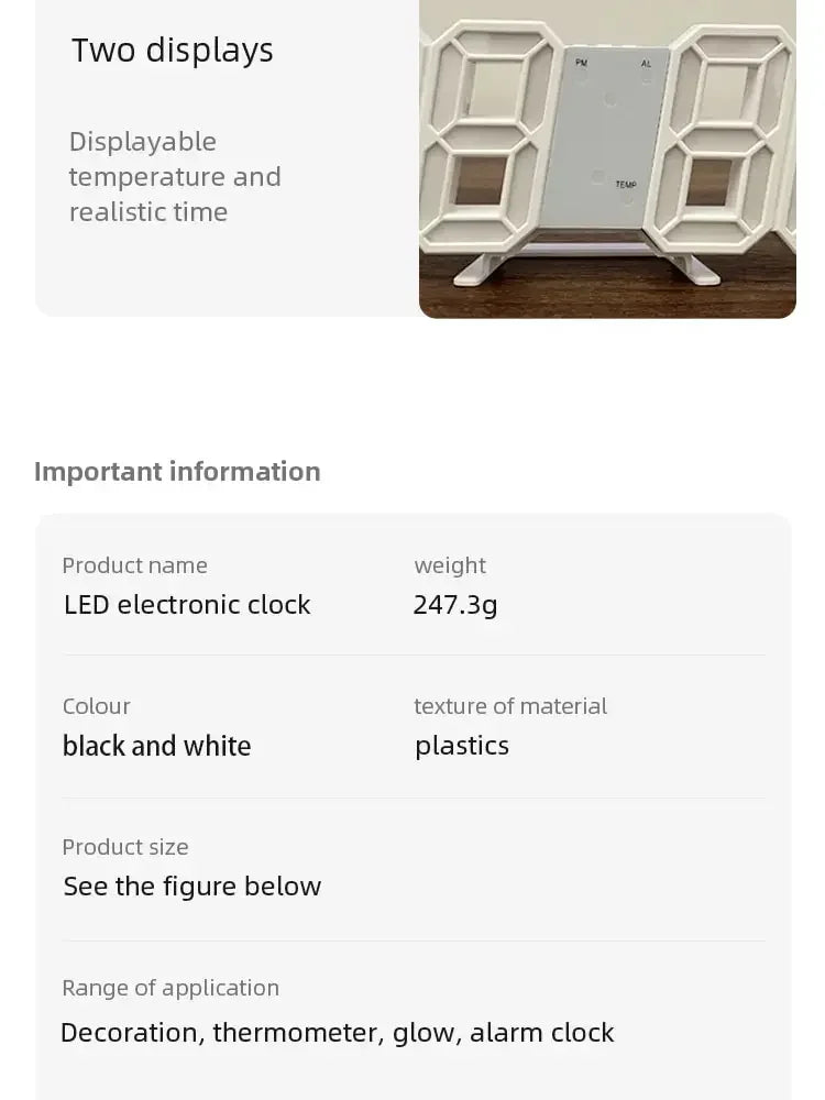 3D LED Digital Wall Clock – USB Powered & Stylish Display