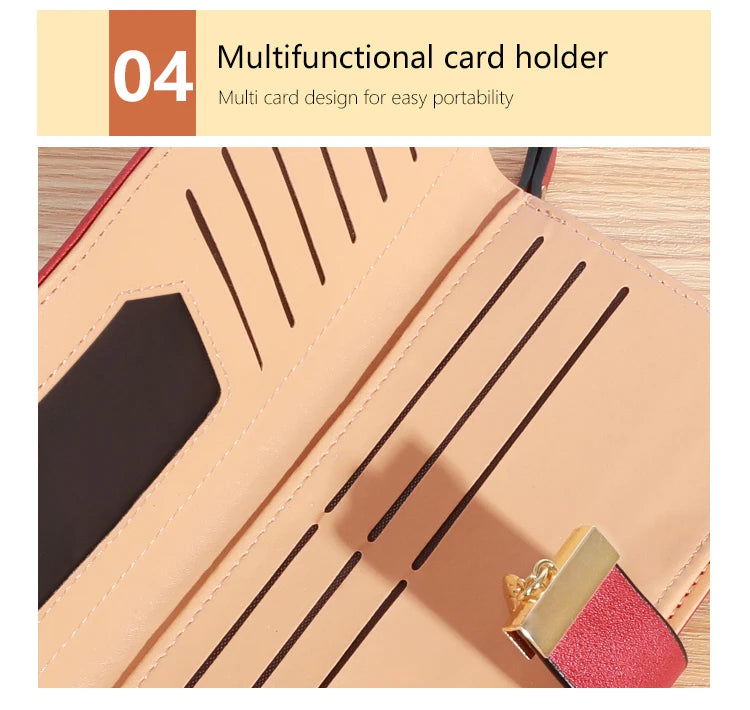 Alya Women’s PU Leather Wallet with Gold Leaves