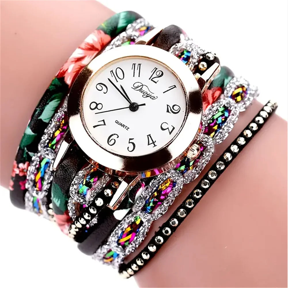 “Colorful Rhinestone Bracelet Watch for Women”