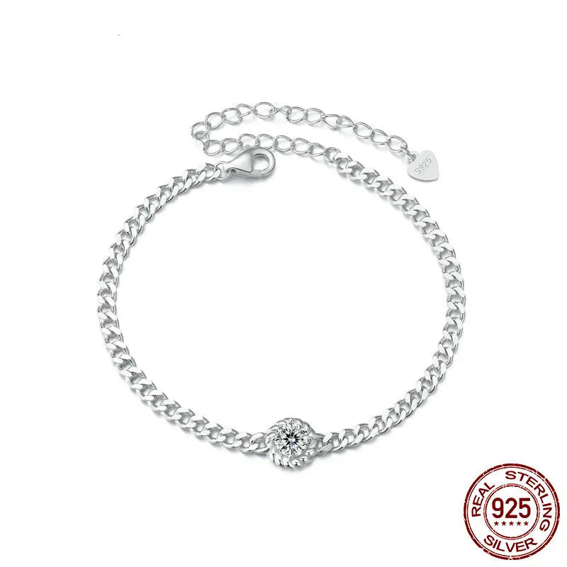 “White Gold Plated Moissanite Sterling Silver Bracelet”