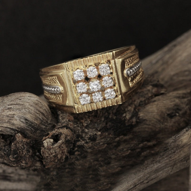 “Men’s Gold Party Ring – Square Design”