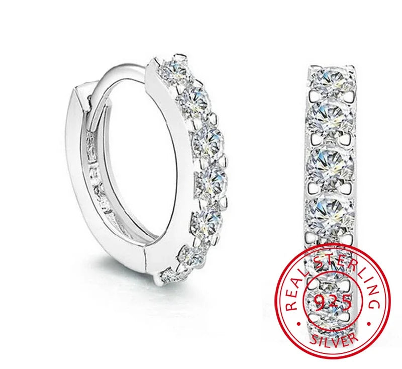 925 Silver 10mm Zircon Hoop Earrings for Women