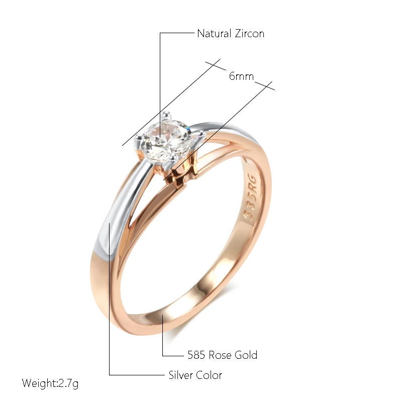 “Kinel Rose Gold Slim Zircon Wedding Ring”