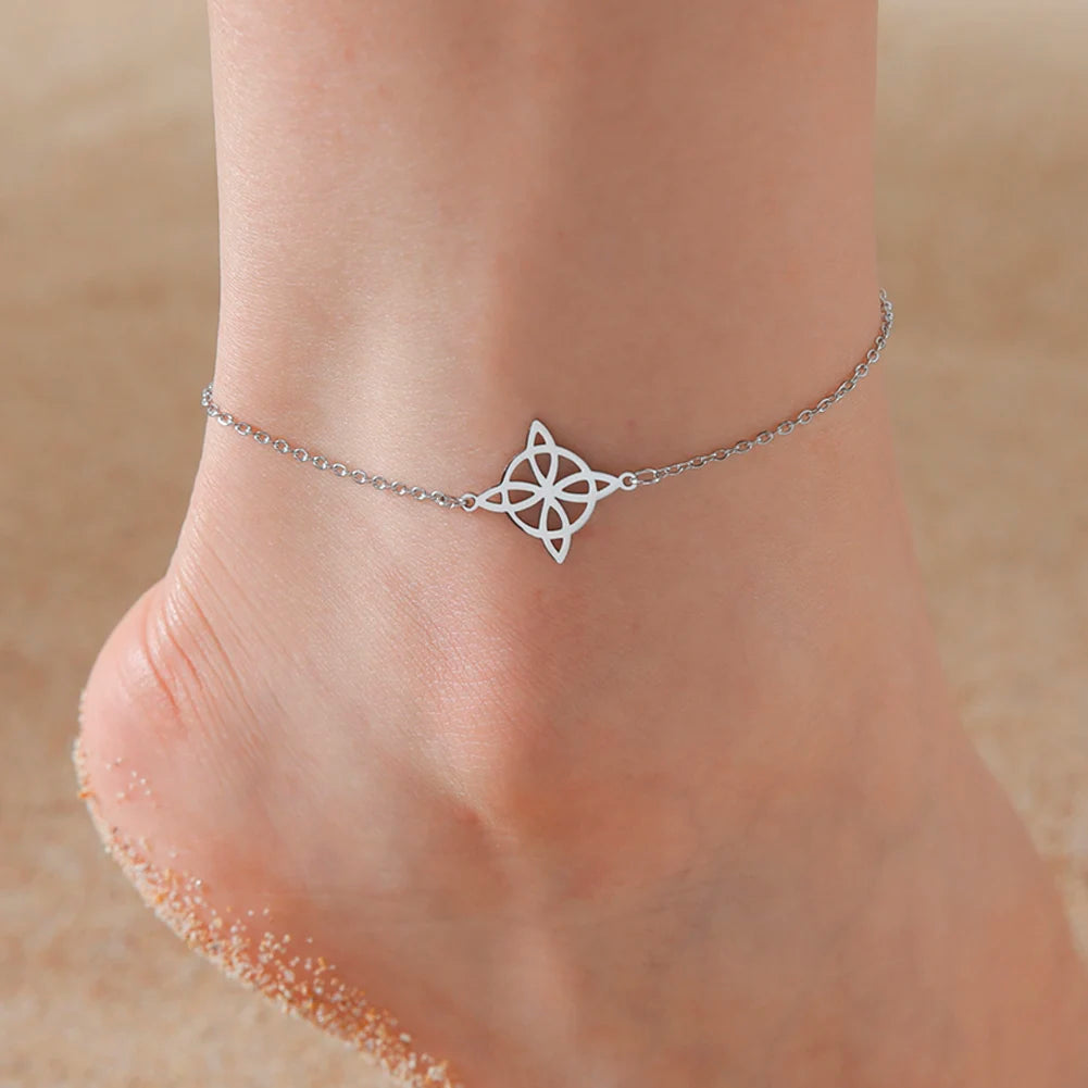 Lucktune Witch Knot Anklet, Silver Stainless Steel