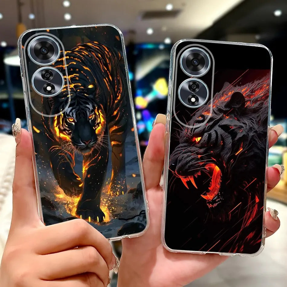 Elegant Floral Cat TPU Cover – OPPO A60