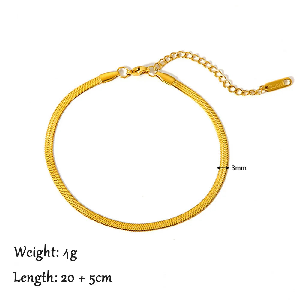 2024 Gold Stainless Steel Layered Anklet for Women