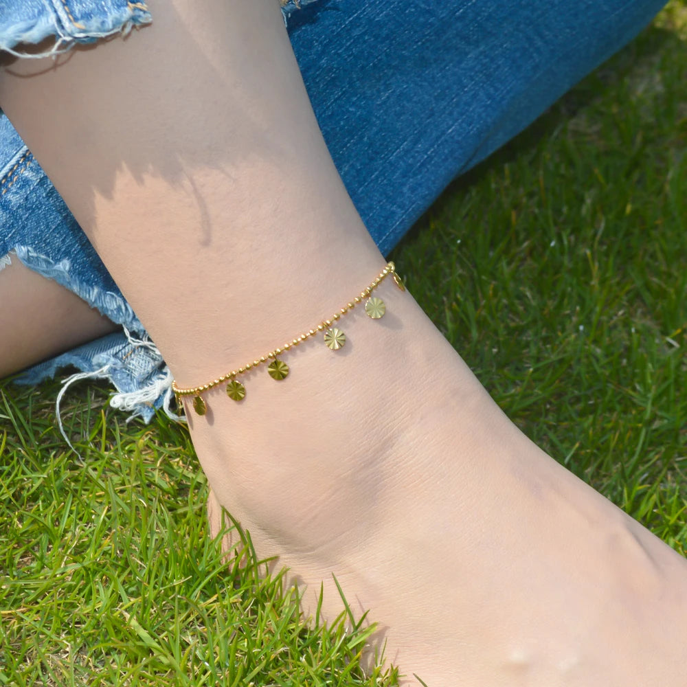 2024 Gold Stainless Steel Layered Anklet for Women