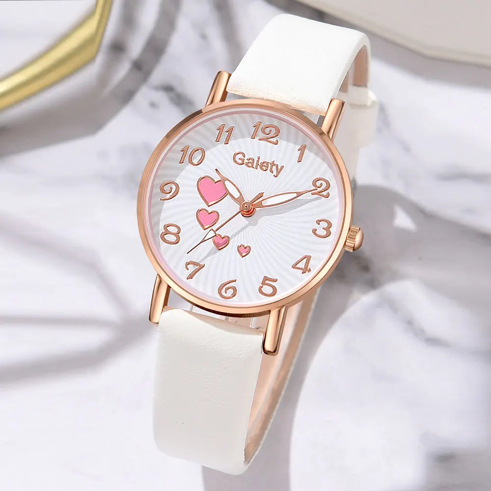 5PCS Gaiety Women's Heart Watch Set