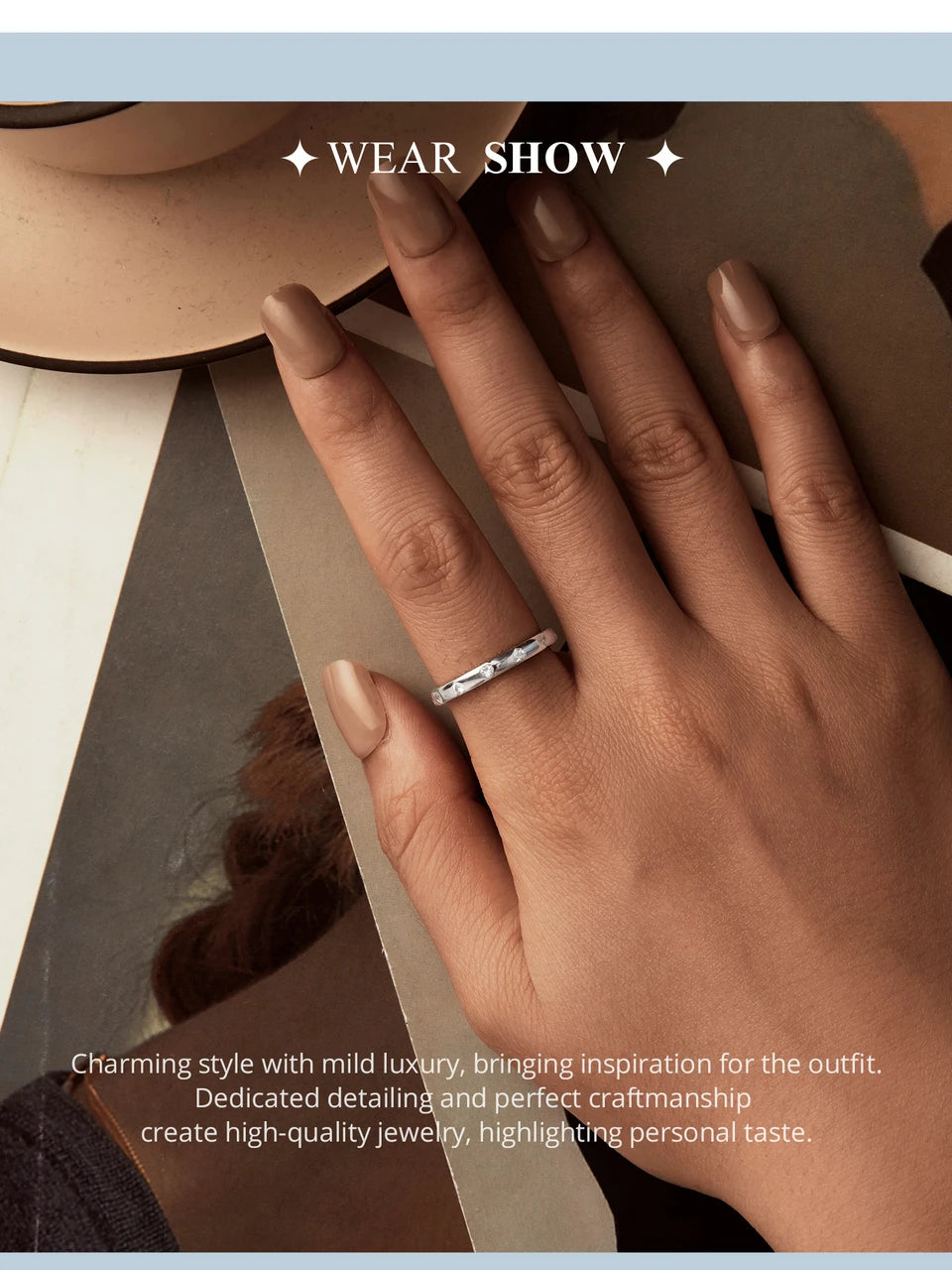 Solid Sterling Silver Ring with White Diamonds”