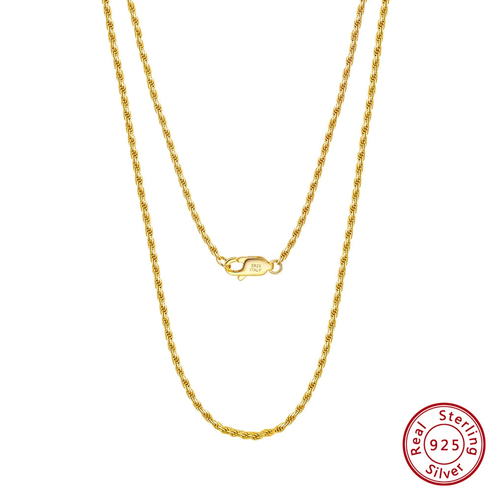 18K Gold 925 Silver Rope Chain Necklace