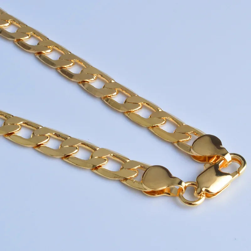 Sterling Silver 18K Gold 8MM Sideways Chain Necklace