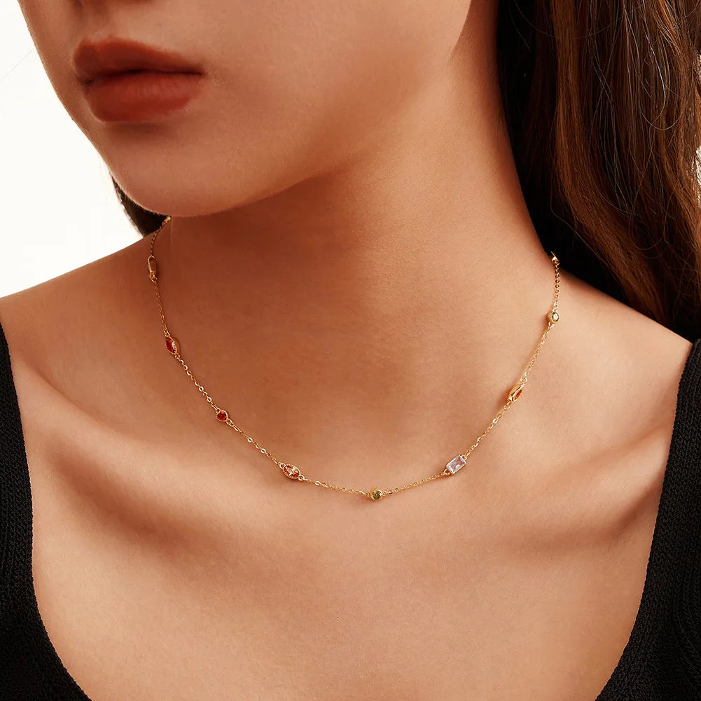 925 Silver Multi-Color Zirconia Necklace