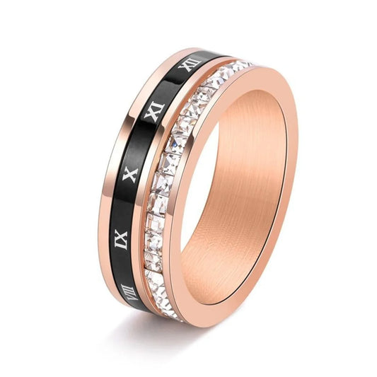 Titanium Steel Crystal Ring Women