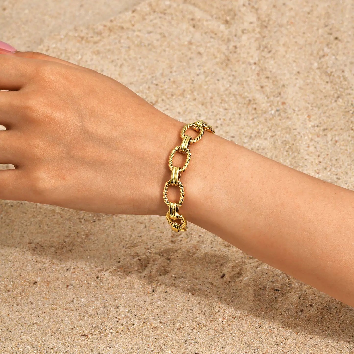 18K Gold-Plated Chunky Stainless Steel Bracelet