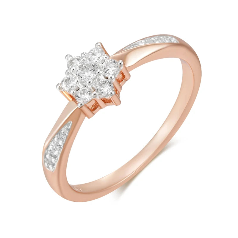 “Kinel Rose Gold Flower Zircon Ring