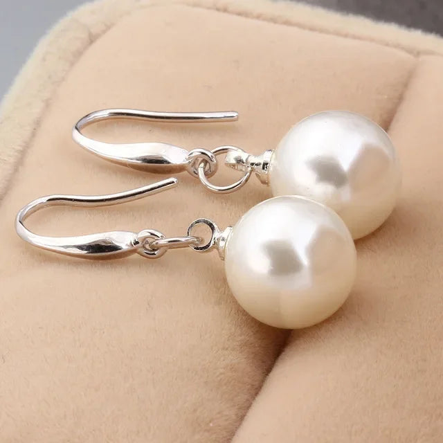 925 Silver Vintage Pearl Drop Earrings for Wome