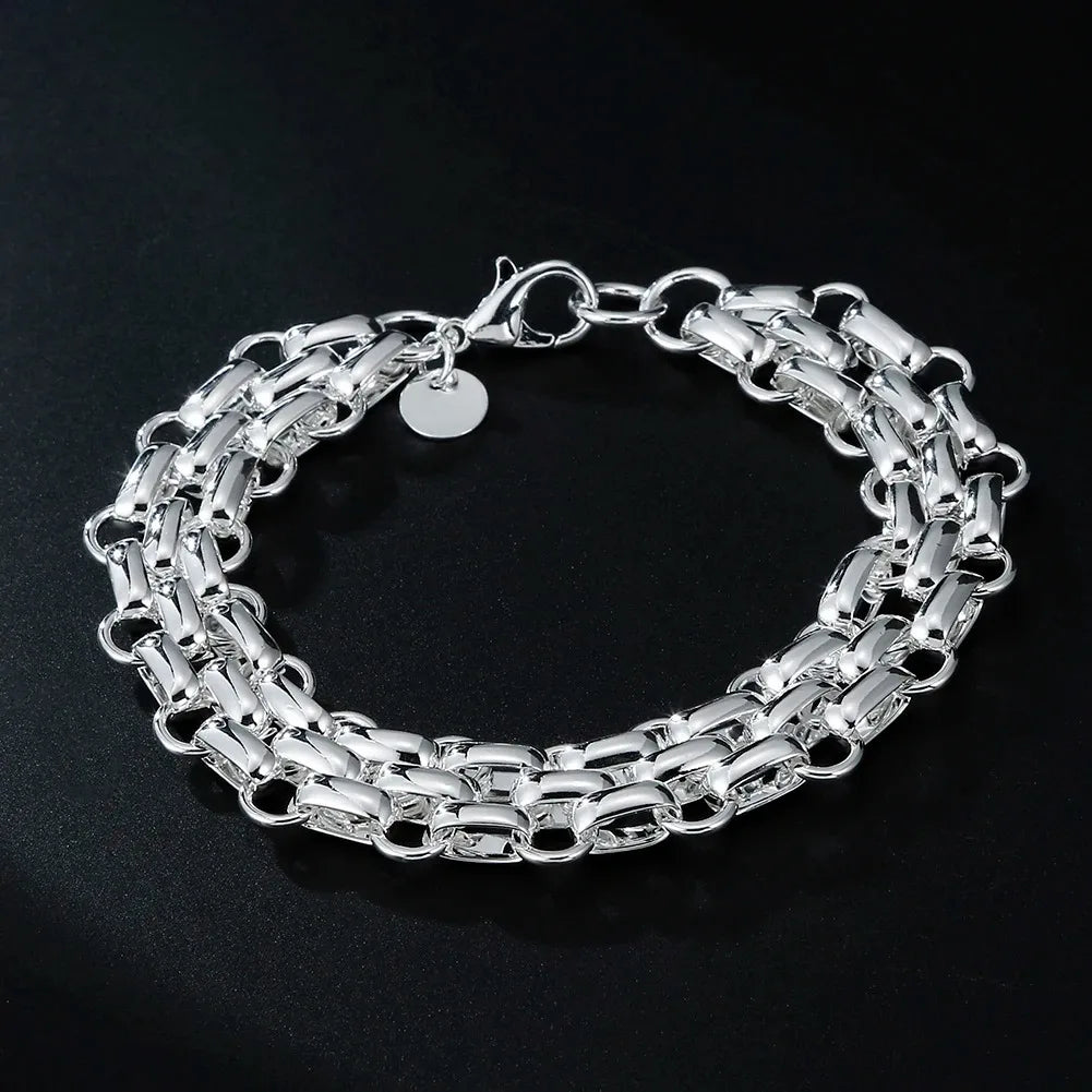 “925 Sterling Silver Solid Chain Bracelet”