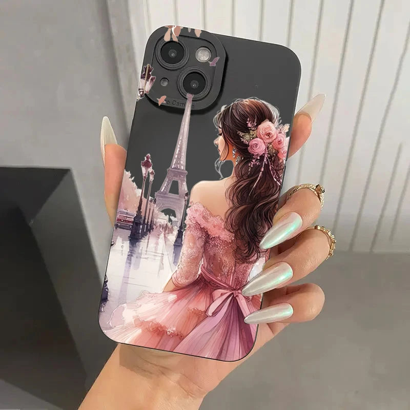 Flower Girl Pattern Soft Matte Cover – iPhone