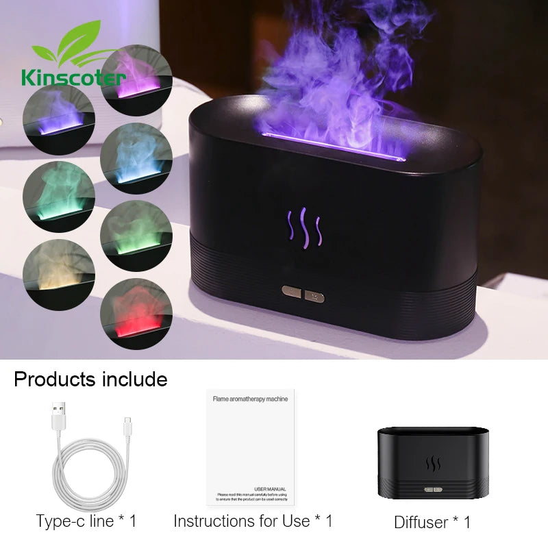 Kinscoter Aroma Diffuser – Ultrasonic Cool Mist & Flame LED Lamp
