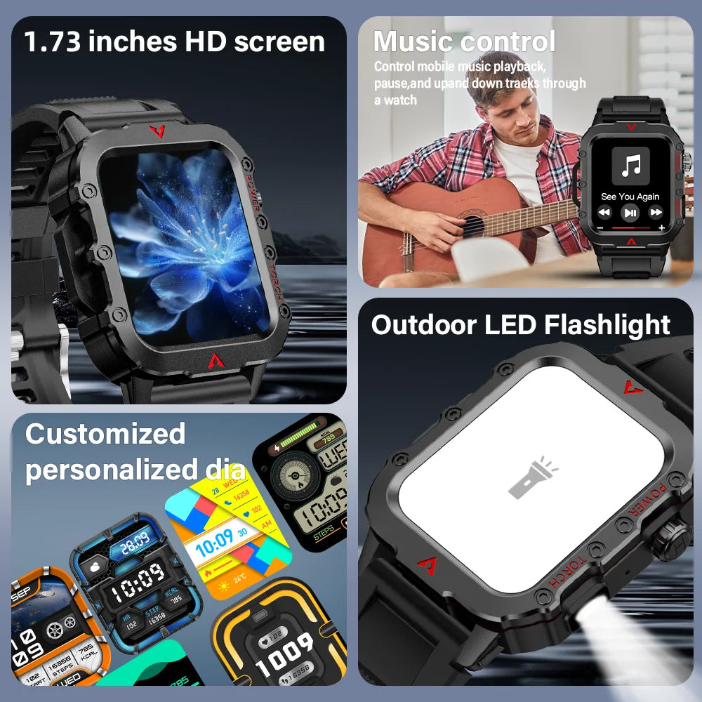2025 Military Smartwatch, ECG, Waterproof, Bluetooth Call