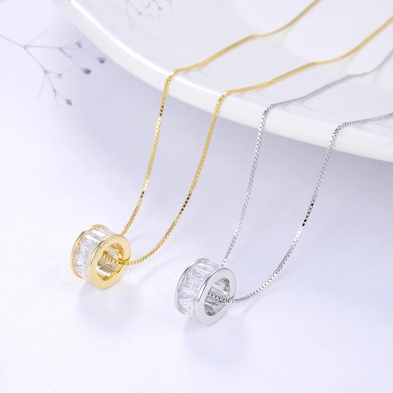 925 Silver Round CZ Pendant Necklace