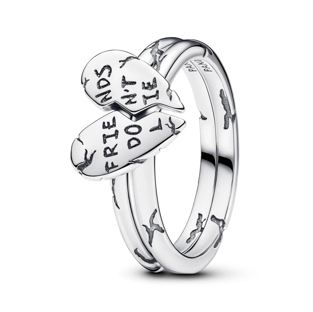"925 Silver Double Heart Crown Ring – Sparkling Bow & Arrow Design"