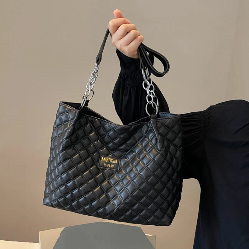 Quilted PU Large Shoulder Bag
