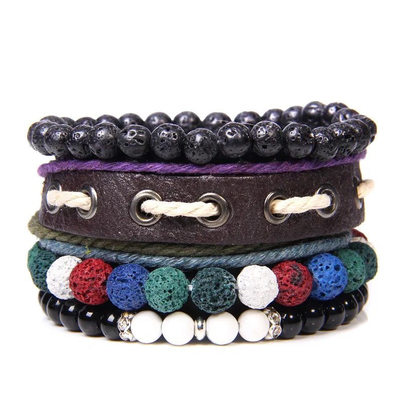 “Men’s Multilayer Wooden Bead Bracelet