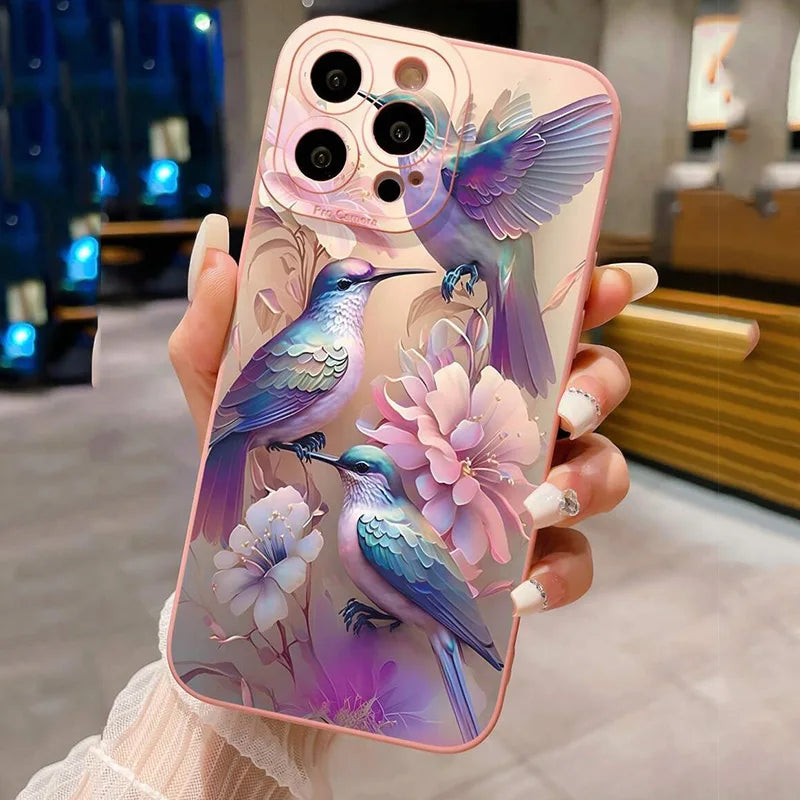 Flower Floral Bird Matte Shockproof Cover – iPhone