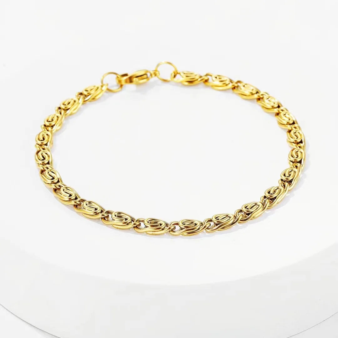“18K Gold 4MM Chain Bracelet 20CM”