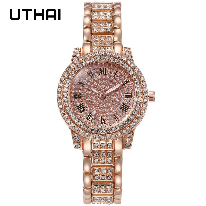 UTHAI Gold Diamond Bracelet Watch