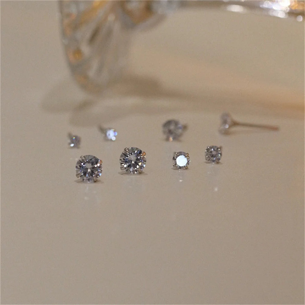Men’s Zircon Silver Stud Earrings