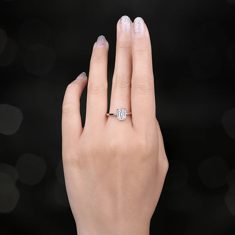 Emerald Cut CZ Sterling Silver Ring