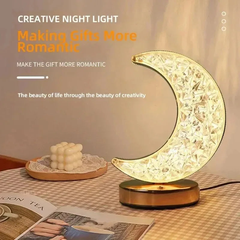 3D Crystal Moon Lamp – Touch Control LED Night Light