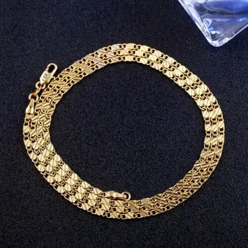 925 Silver 2mm Gold Charm Chain Necklace (16-30")