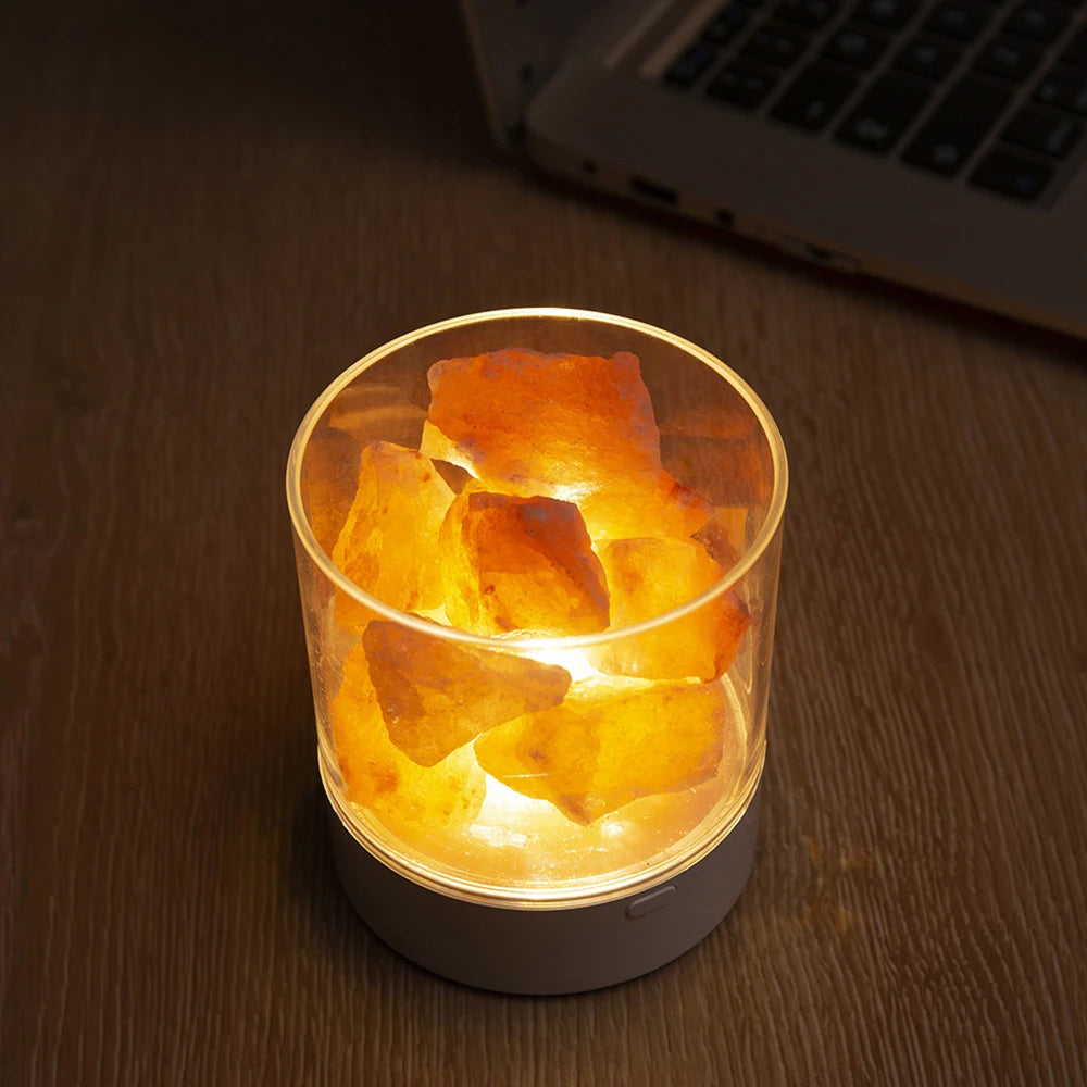 USB Himalayan Salt Lamp – Air Purifier & Warm LED Night Light