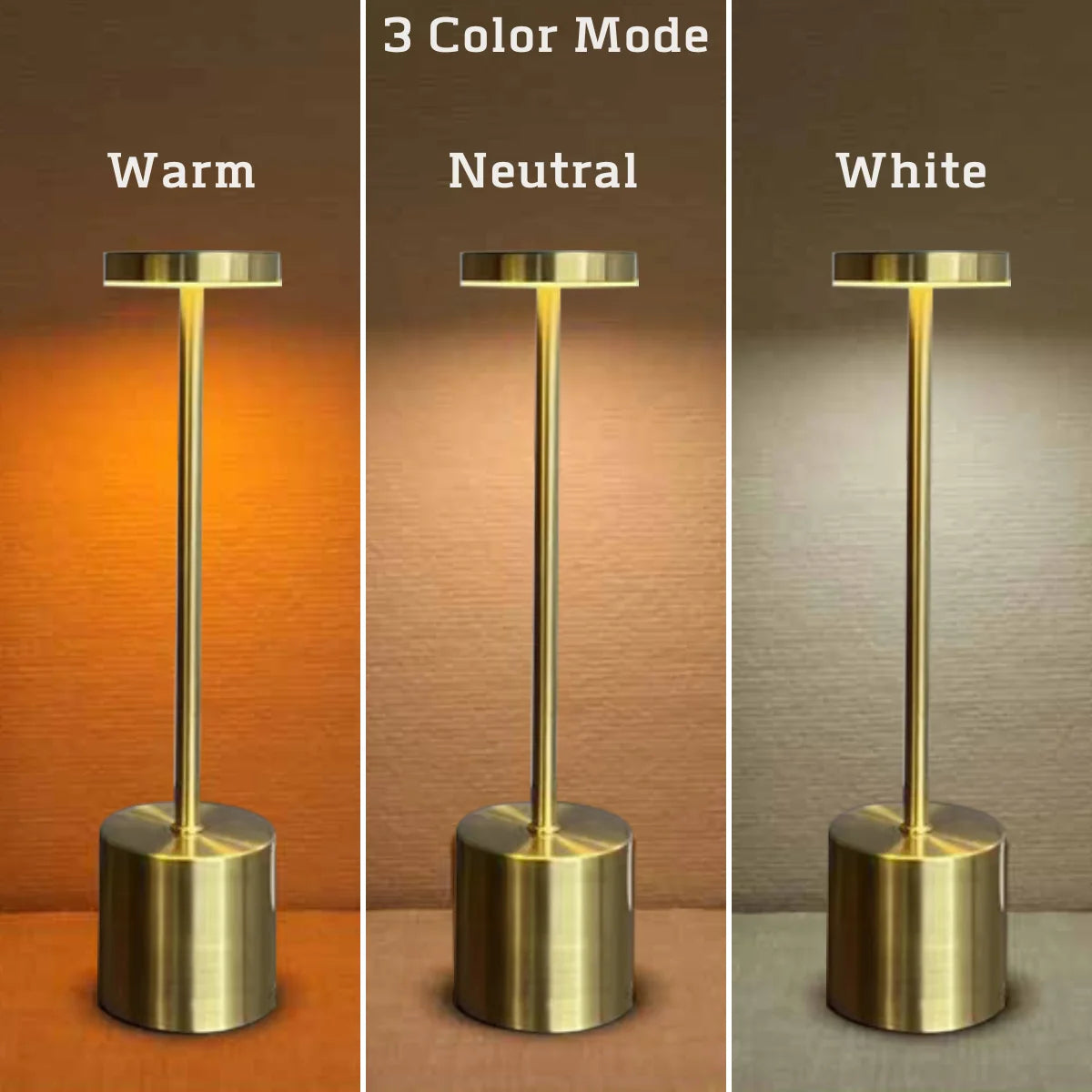 Touch Desk Lamp with 3 Colors for Bedside & Hotel Bar