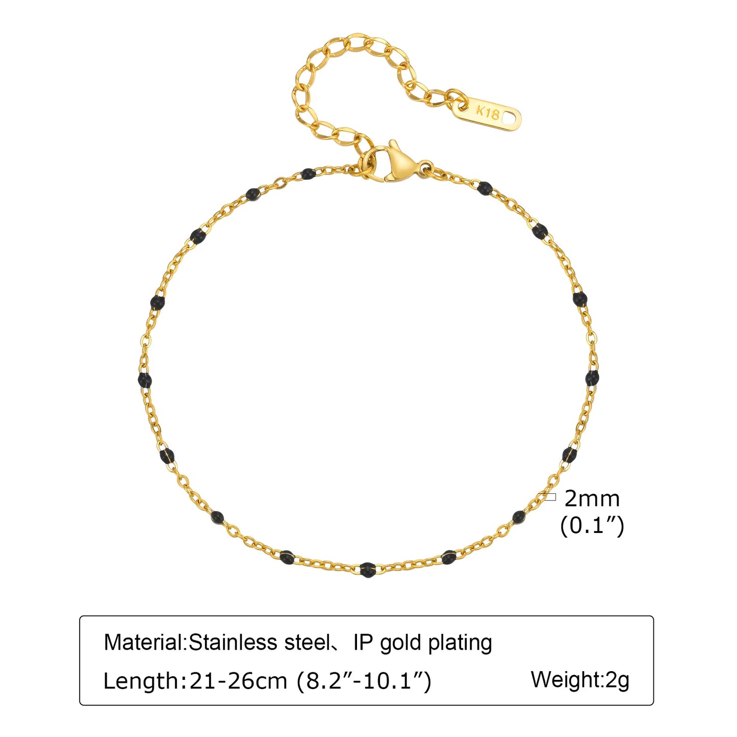 Stainless Steel Evil Eye Anklet, Blue Beads