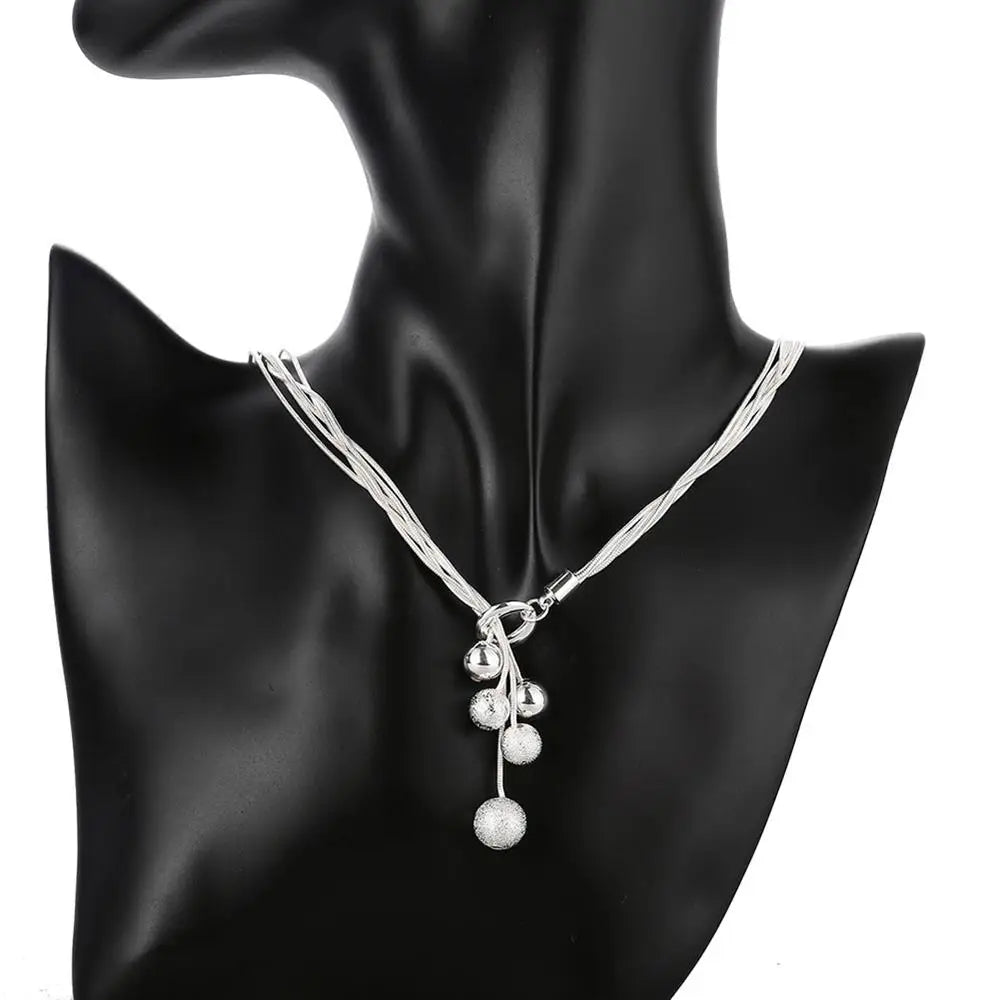 925 Silver Tassel Bead Jewelry Set
